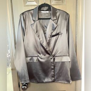 Elegant Black Satin Blazer Size Medium